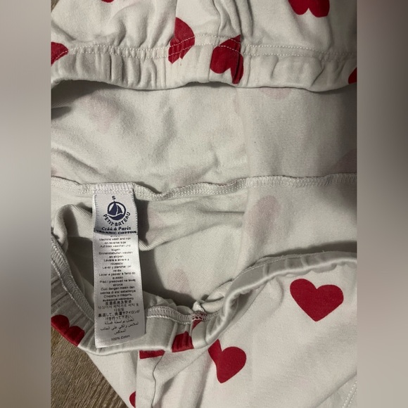 Petit Bateau heart print loungewear top and matching shorts set size small - Picture 3 of 4